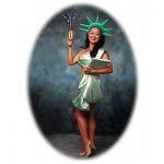 Competitive eater, Mary Bowers is the All-American girl, posed as Lady Liberty